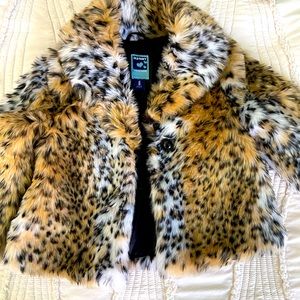 Fashion Leopard Print Faux Fur Jacket Toddler Girls 3T